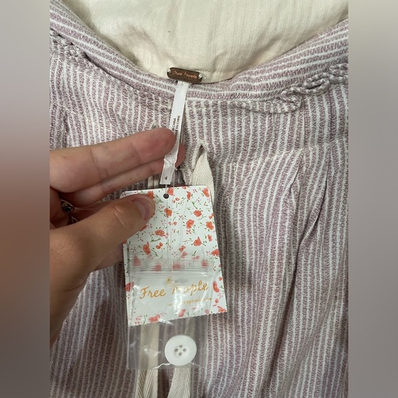 NWT Free People Light at Sunrise Crop woven cotton pants in a stripe pattern 4 - Picture 4 of 9